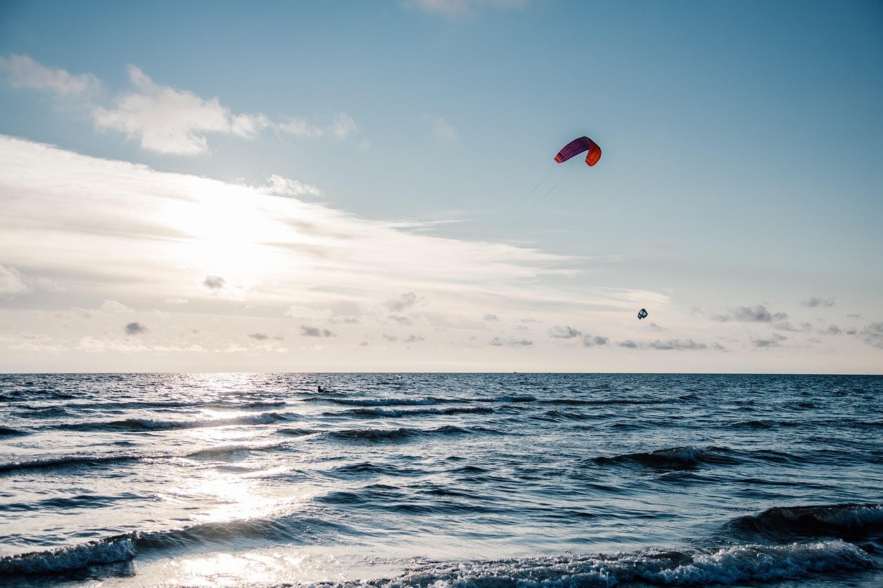 Home kiteboarding, adventure, leisure, recreation, kitesurfing, outdoors, surfing, horizon, sea, ocean, clouds, sport, nature, surfer